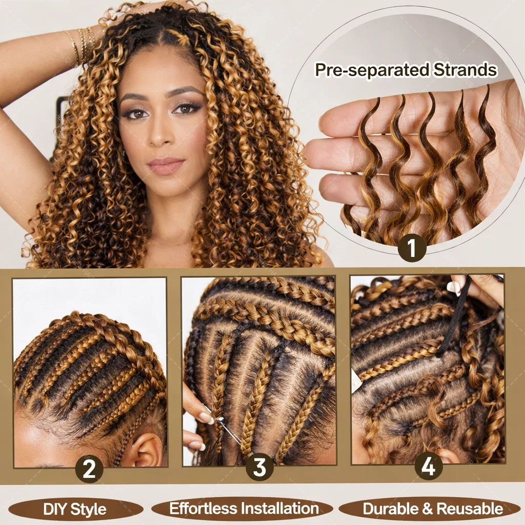 Rambut Crochet Keriting Burma  - Crochet Braiding Hair ulasan dan harga