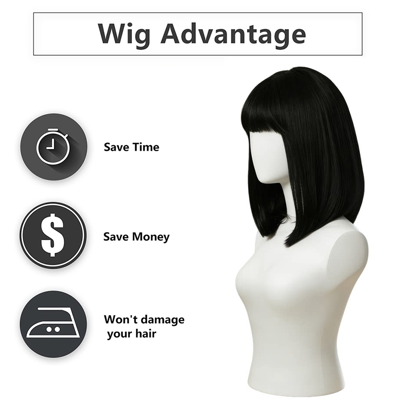 Wig Bob Hitam Alami dengan Pon - Hair Care High End ulasan dan harga