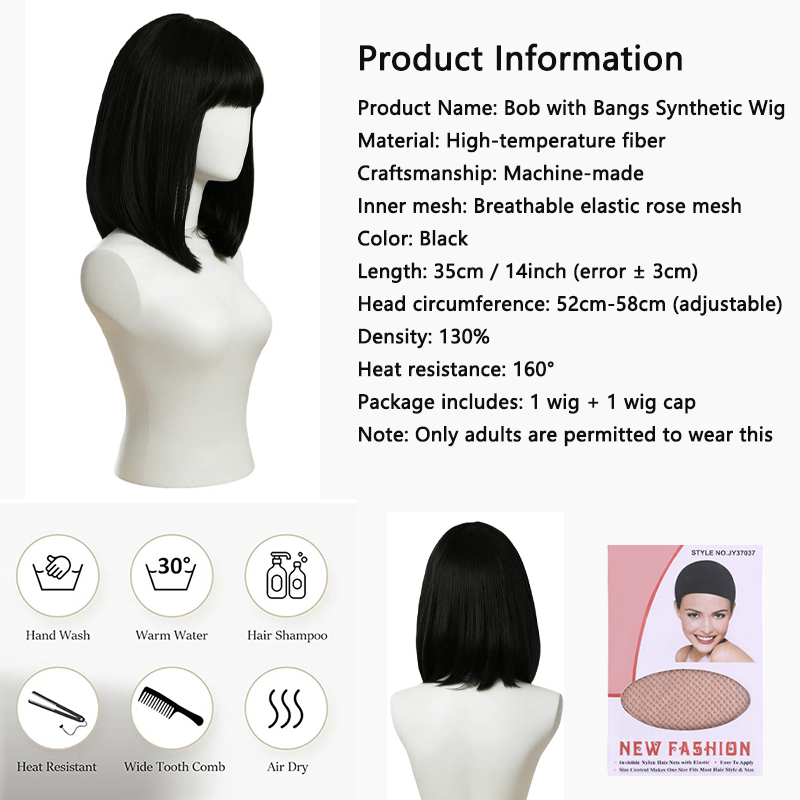 Wig Bob Hitam Alami dengan Pon - Hair Care High End ulasan dan harga